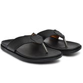Country Maddox black leather V-shaped slippers for men, blending comfort and style